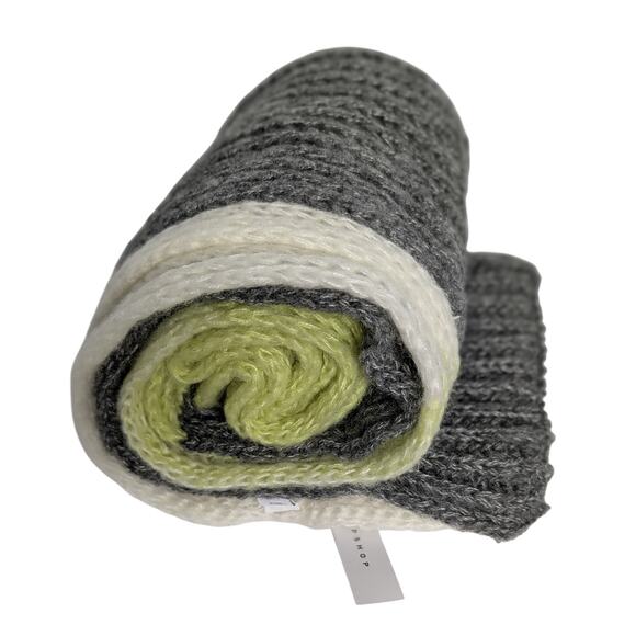 Topshop Chunky Knit Long Scarf Lime Green White and Gray - Picture 6 of 9